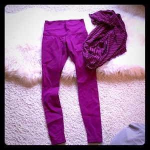 Lululemon magenta winder unders and scarf